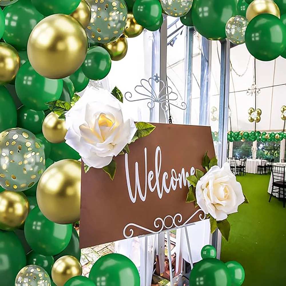 Palloncini verde scuro ghirlanda oro metallizzato coriandoli Kit arco palloncino in lattice decorazioni verdi natalizie Globos decorazione festa di