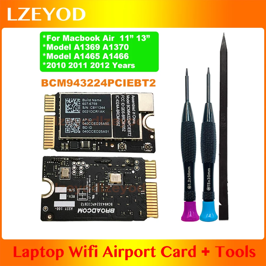 Original A1370 A1465 A1369 A1466 Wifi Airport Card With Tools For Macbook Air Network Card BCM943224PCIEBT2 2010 2011 2012