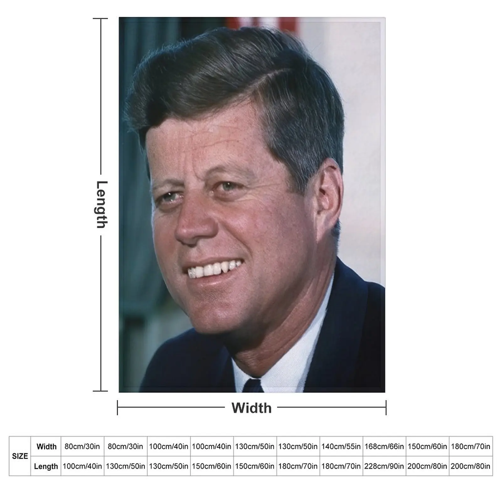 John Kennedy JFK Portrait Throw Blanket Camping Soft Big Summer Winter beds Blankets