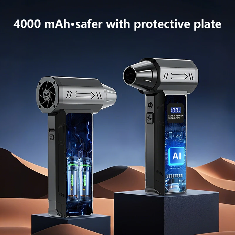 Ventilatore d'aria turbo con motore brushless con ventola a getto wireless per la pulizia dell'auto con display digitale a luce LED Uso interno esterno portatile