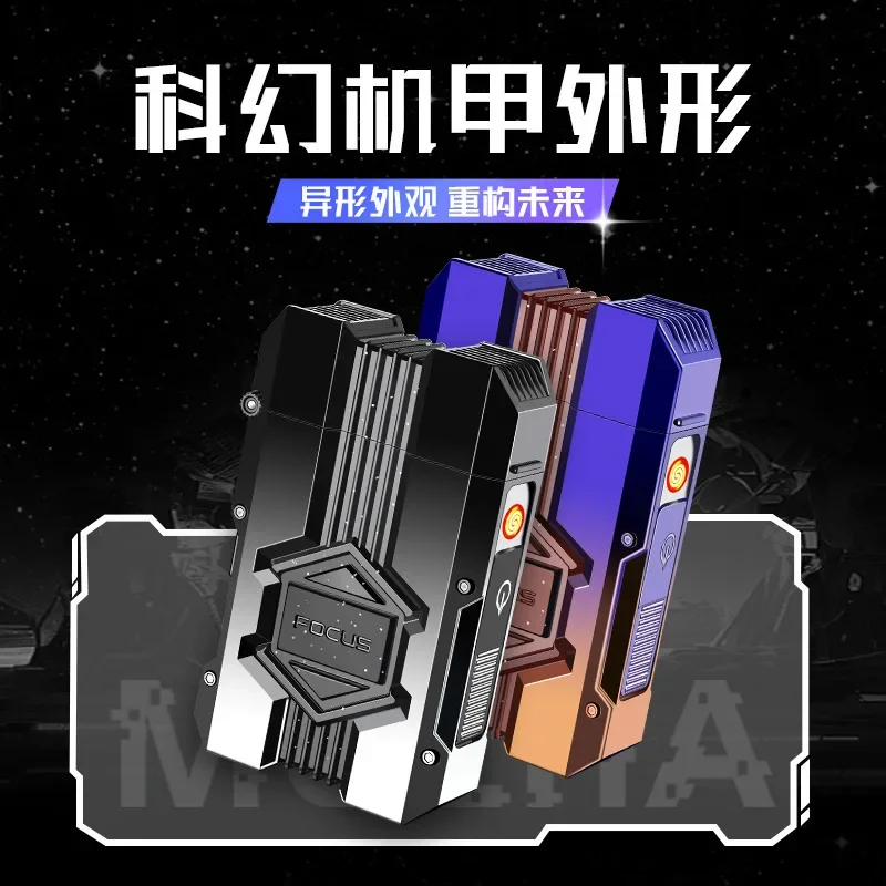 10 pack mecha cigarette box Comes with USB cigarette lighter Cool and stunning Fashionable Tobacco storage box Men Gift