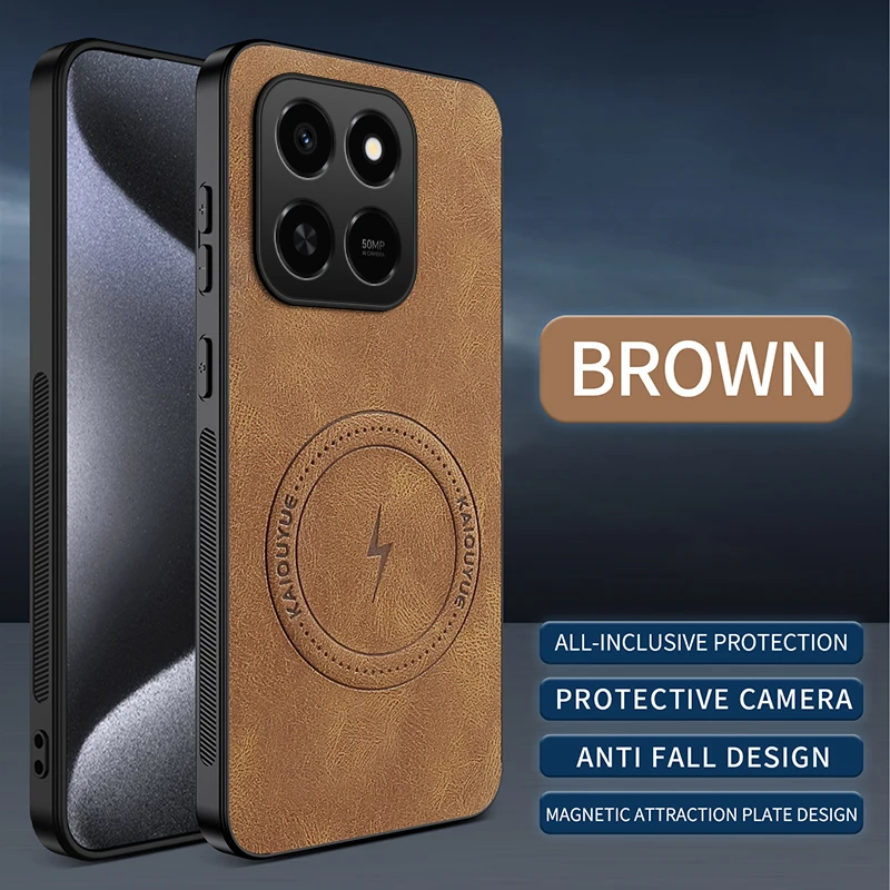 Luxuriöse Leder-Handyhülle mit Magnetverschluss und Matter Oberfläche für HONOR X7D X9D X7C X9C X9B X7B X8D X8C im Business-Stil mit Blitzfunktion