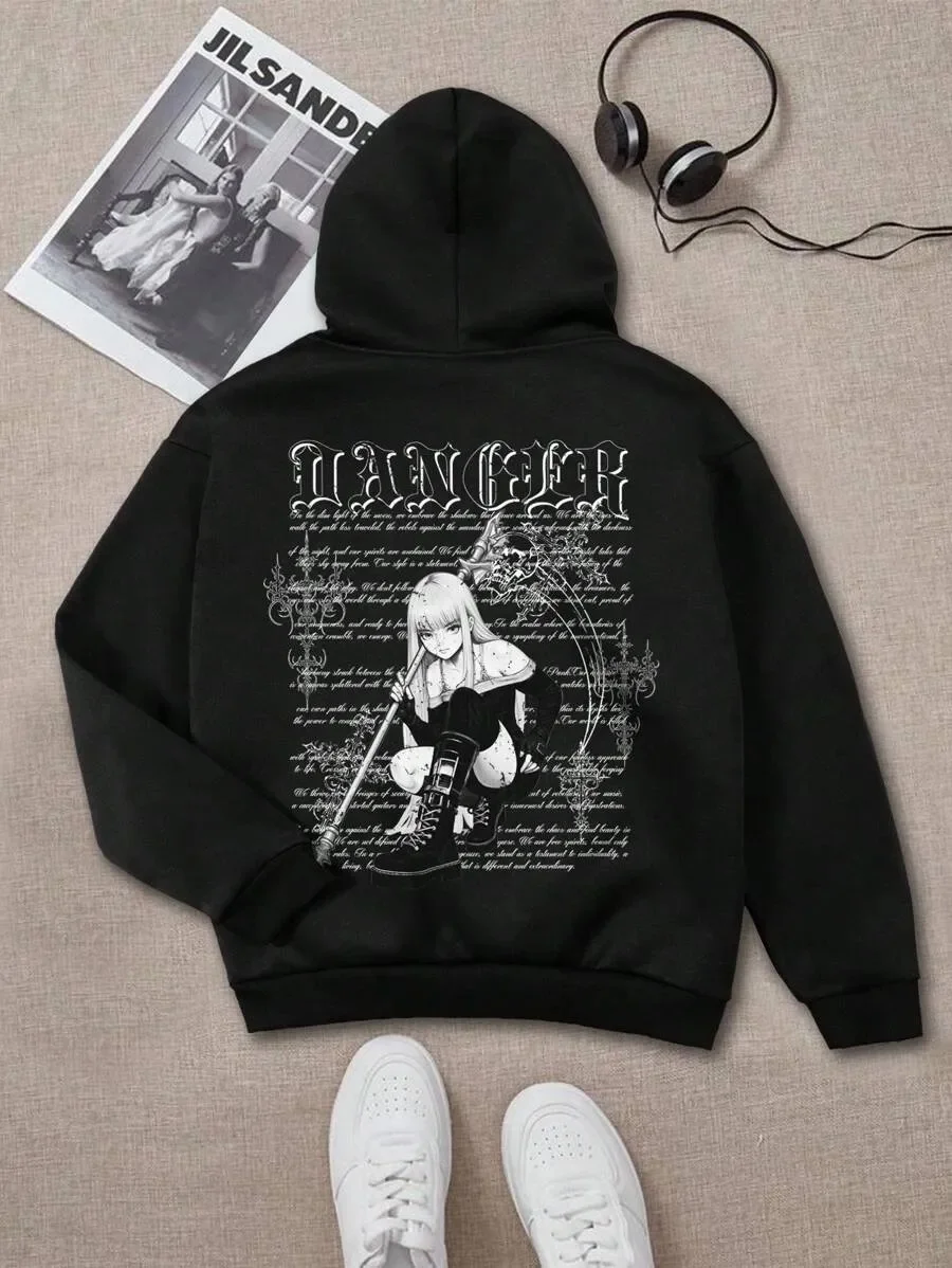 

Anime - Inspired Pure Cotton Hoodie Featuring Intricate Text and Character Design - Stylish for Fans Perfect for Cosplay Casual