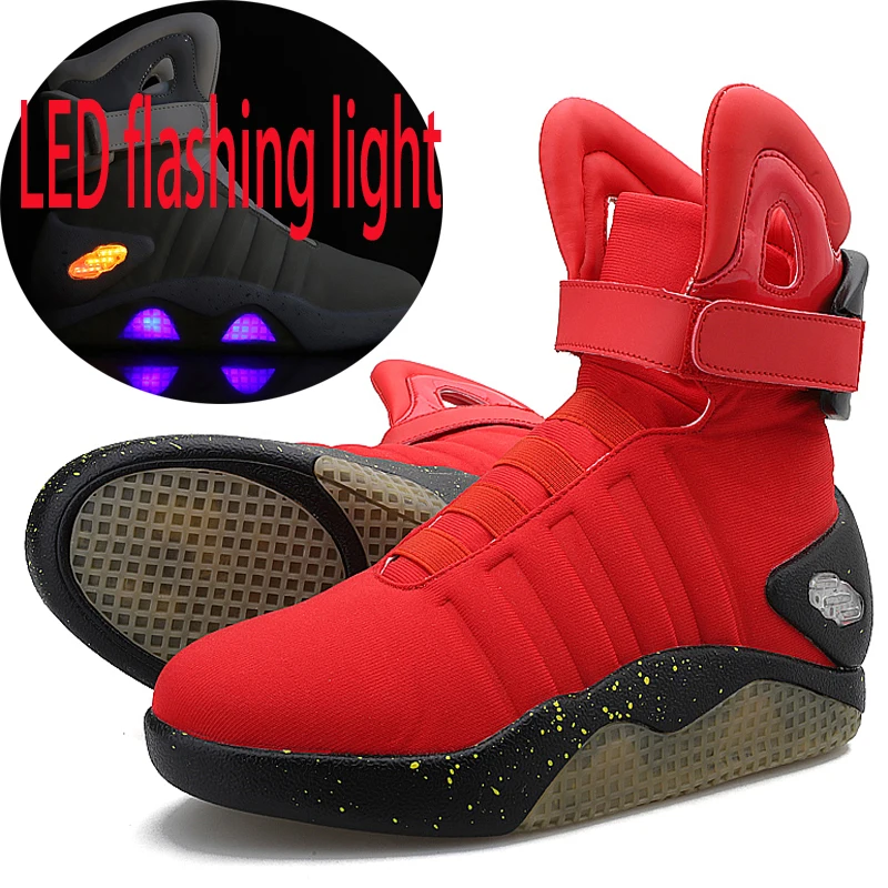 Men Boots Back to Future Adult USB Charging LED Shoes with Remote Control for Men and Women Boots for Party Mag