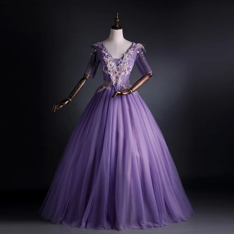 

Summer Formal Occasion Performance Costume Stage Purple Evening Dress Gown Art Examination Vocal Dress Annual Meeting Host