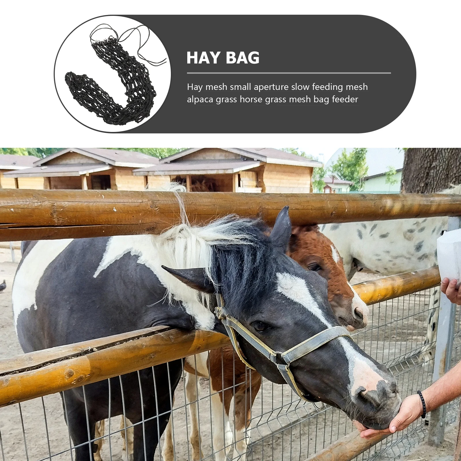 

Wear-Resistant Horse Feeding Net Bag Hanging Dry Hay Feeder with Small Holes for Healthy Eating Lightweight Foldable Design