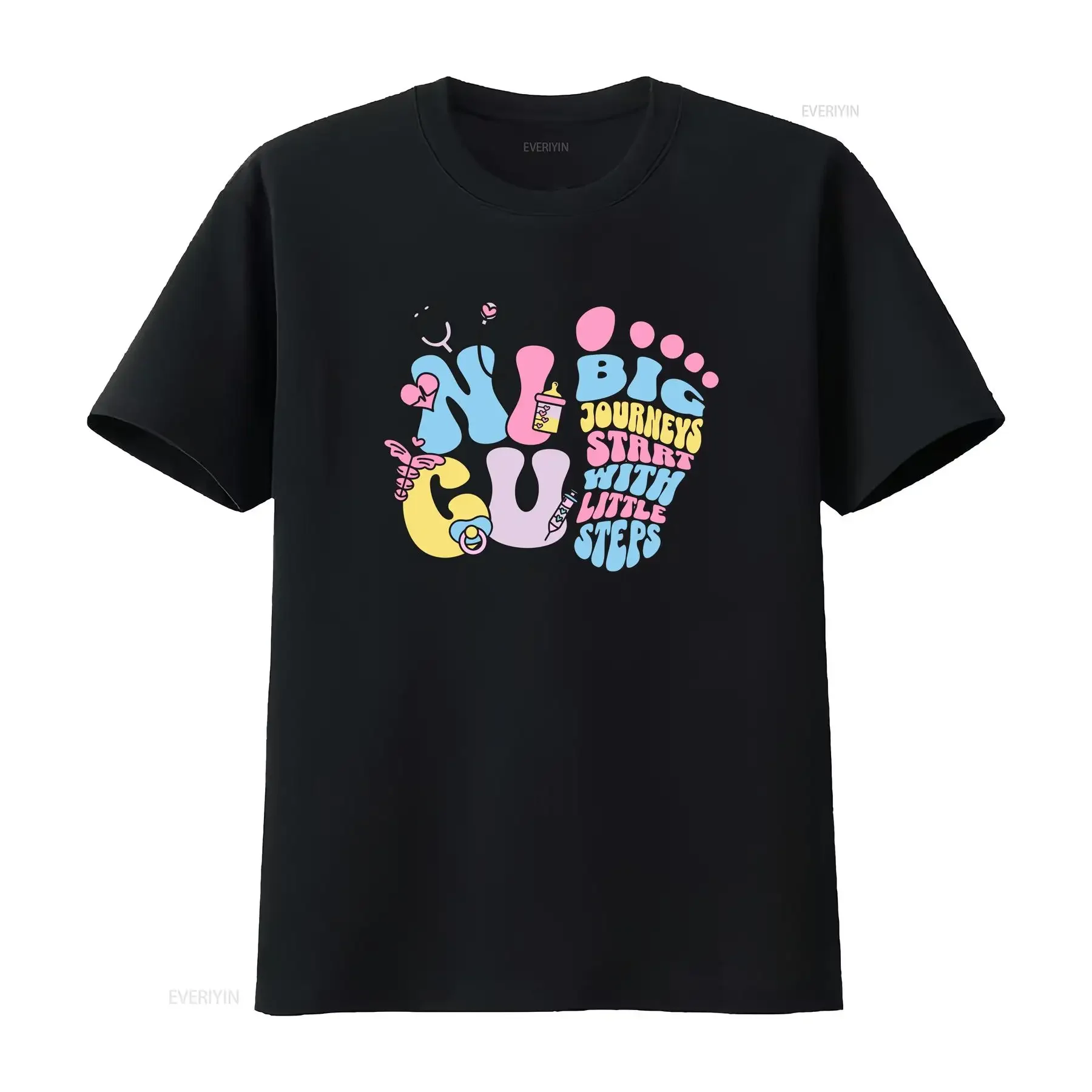 

Футболка NICU «Большие журналы запускают с маленькими ступеньками», неонатальная медсестра, детский след, неотология, группа экипажа, винтажная стираная унисекс