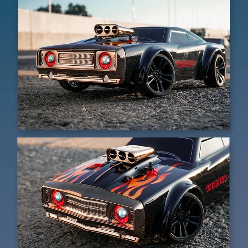 SCY 16303 1:16 2.4G 4WD RC Drift Muscle Car Retro LED Light High‑Speed Electric Remote Control On‑Road Vehicle Toy for Hobby