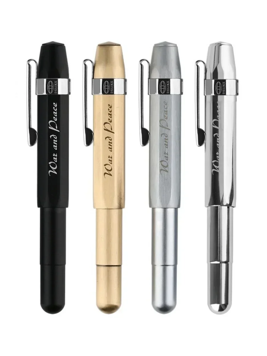 

Majohn Vintage Alpha All Copper Travel Short Ink Fountain Pen EF/F/Bent Nib Aluminum Alloy Office School Stationery Pocket Pen