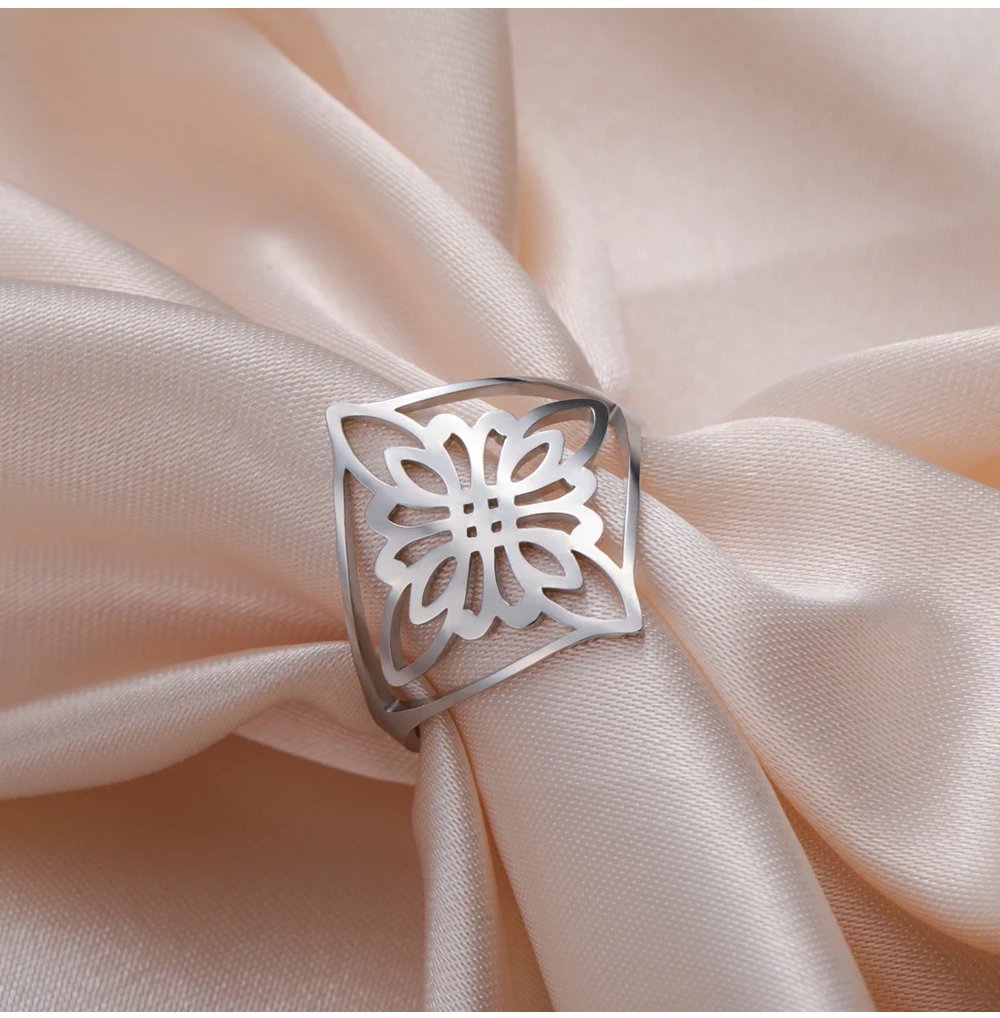 COOLTIME Hexenknoten-Ring für Frauen, Edelstahl, verstellbar, Blume, Irland, keltischer Ring, Schmuck, Geschenk, Großhandel – Detail 7