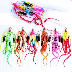 5pcs/lot Silicone Skirt with Bell Snapper Skirt Rubber Jig Head Assist Hook Jig Skirt Hooks Jigging Hook Sea Fishing Hook