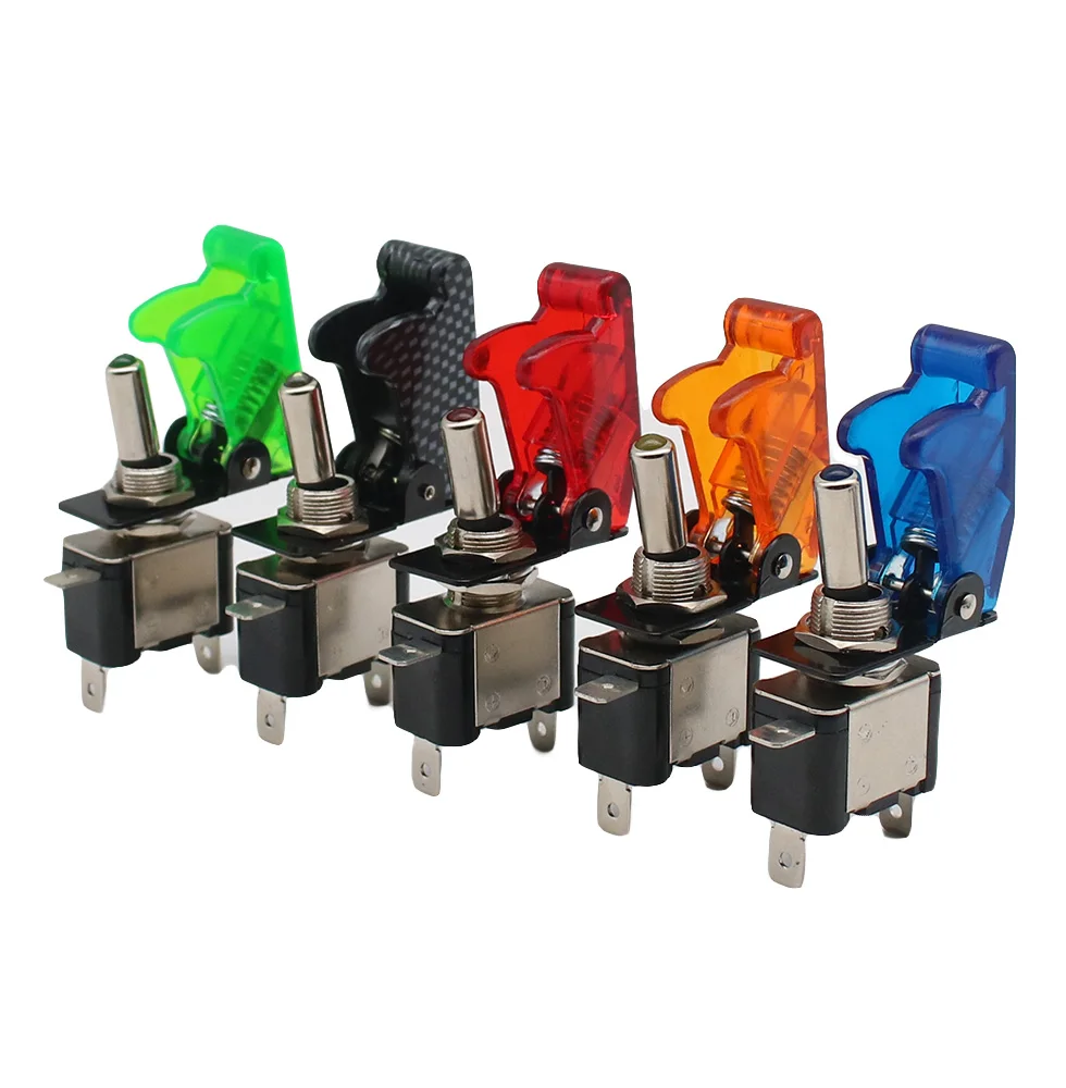 Auto Car Boat Truck Illuminated Led Toggle Switch With Safety Aircraft Up Cover Guard Red Blue Green Yellow White 12V20A