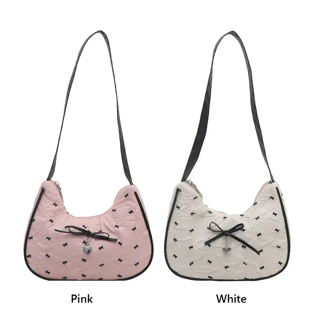 Creative Pink White Shoulder Bag Large Capacity Casual Tote Bag Bowknot Handbag Gift