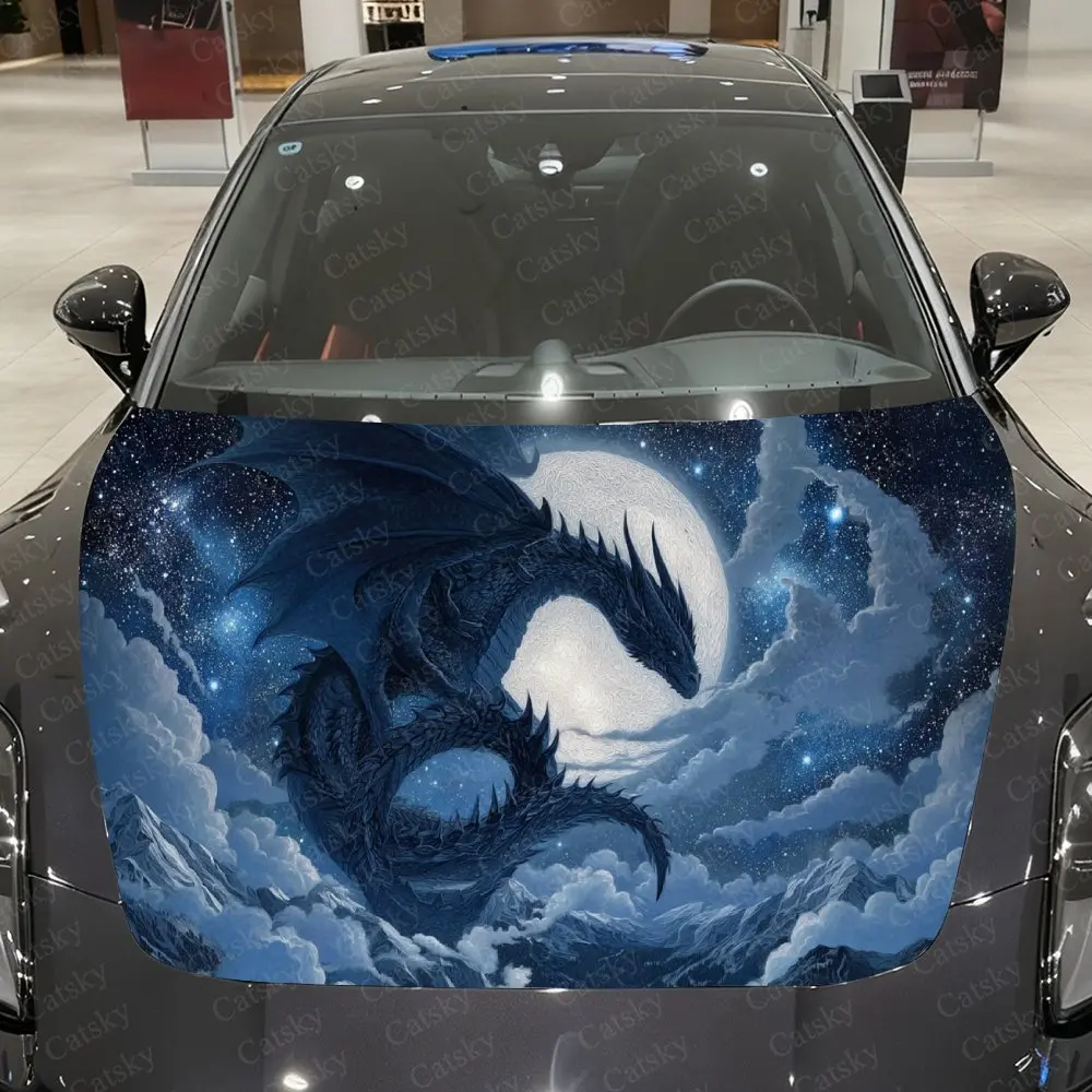 

Виниловая пленка Cloud Peak Ice Dragon Moon для автомобиля, водонепроницаемая наклейка на капот автомобиля из ПВХ, самоклеящиеся устойчивые к царапинам наклейки