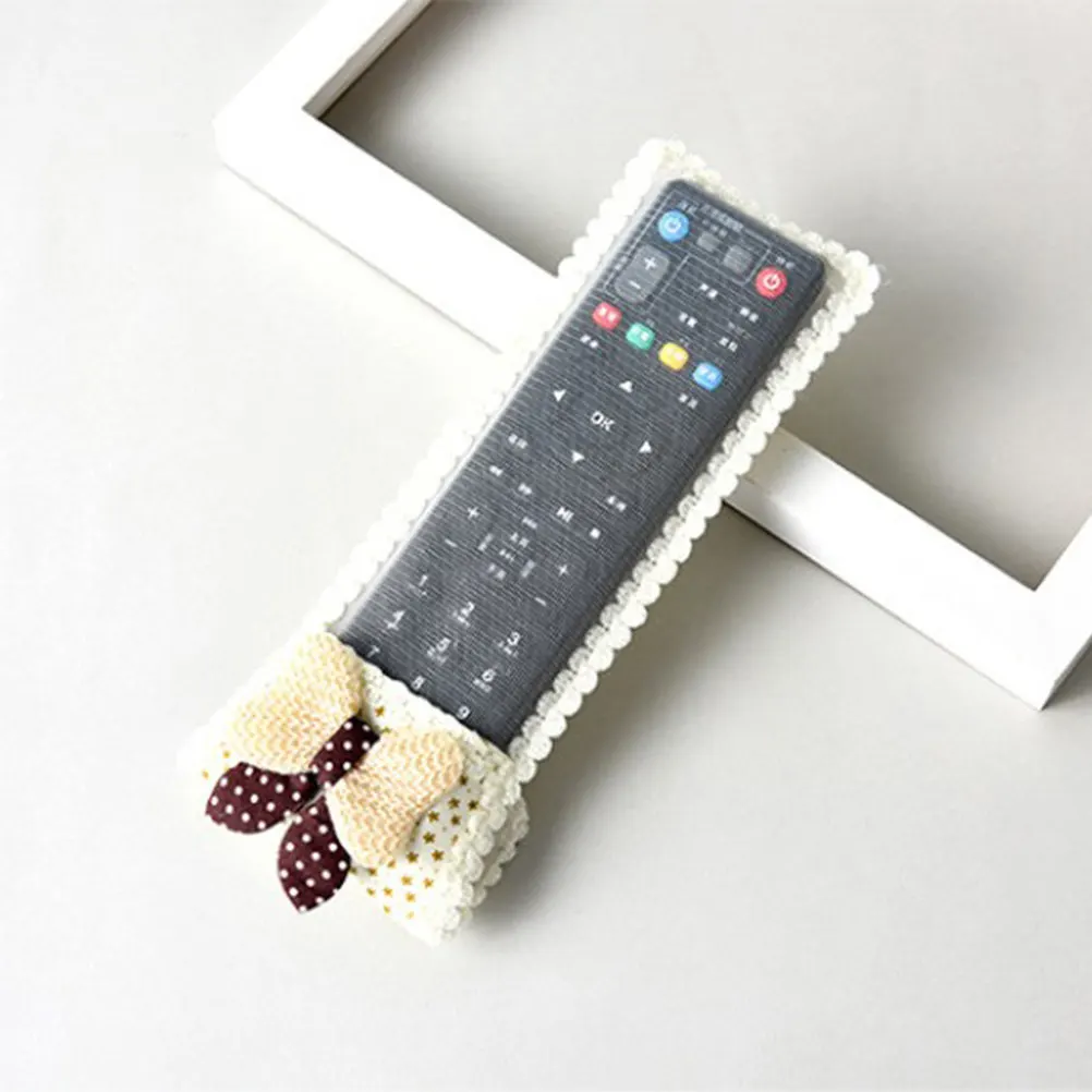 1Pcs Butterfly Bow-Knot Remote Control Cover Lace Design European Style Ultra-Thin Stain-Resistant Vinyl Protective Case Beige