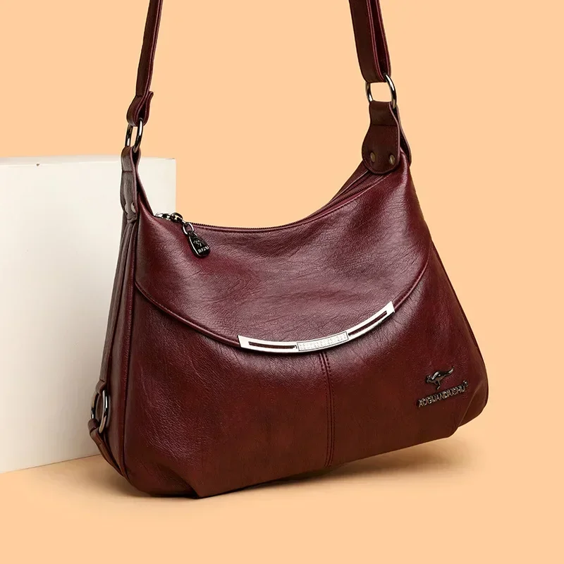 

2025 New Large-Capacity Soft Leather Crossbody Shoulder Bag for Mature Ladies | High-End Elegant Simple Fashion
