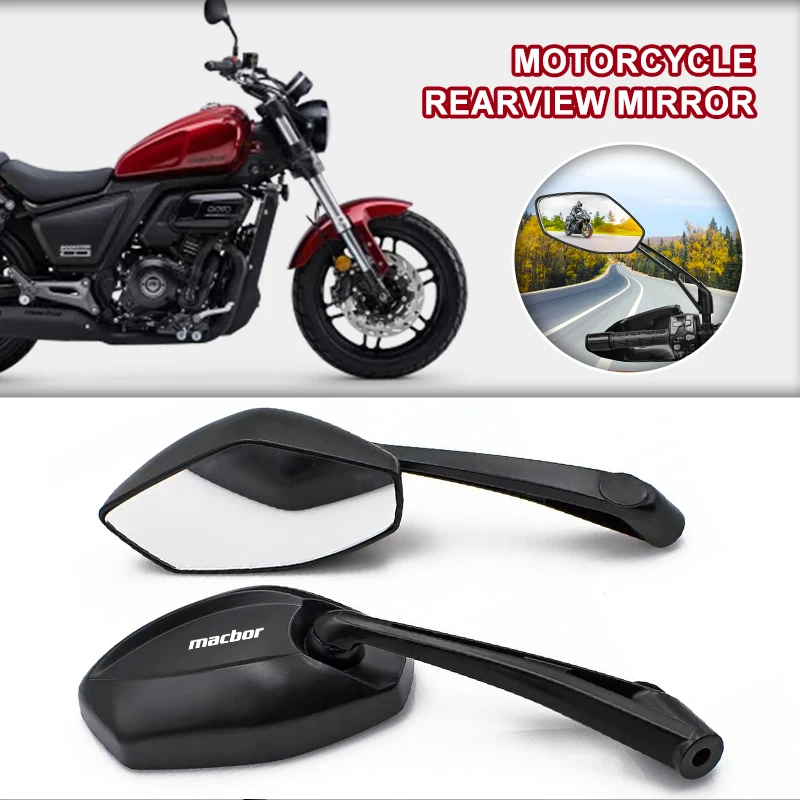 1 Pair 10mm 8mm Motorcycle Side Rearview Mirrors Wide Angle Adjustable For Macbor Montana XR1 Rockster flat125 Mile Eight  XR5