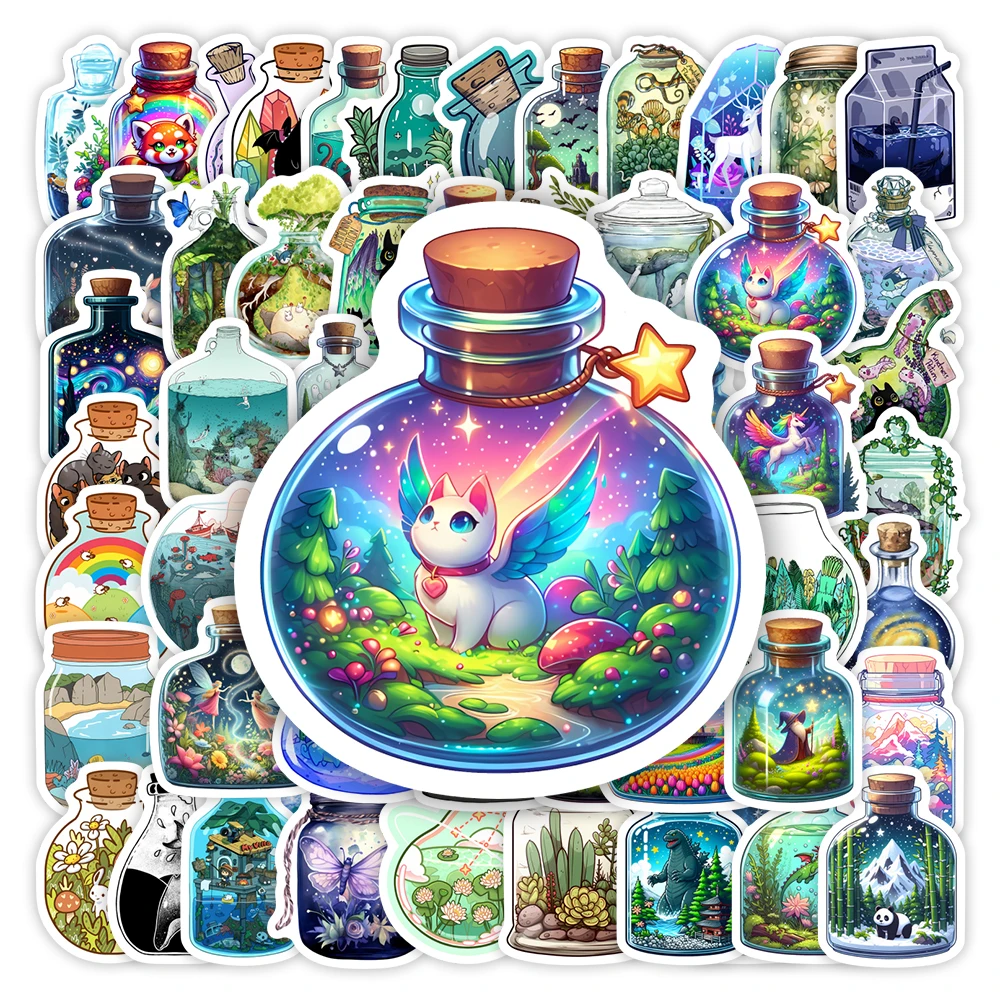 Fantasy Terrarium Bottle Stickers DIY Kids Toy Gift Waterproof Decal for Laptops Phones Luggage Scrapbooking Bottles Decorative