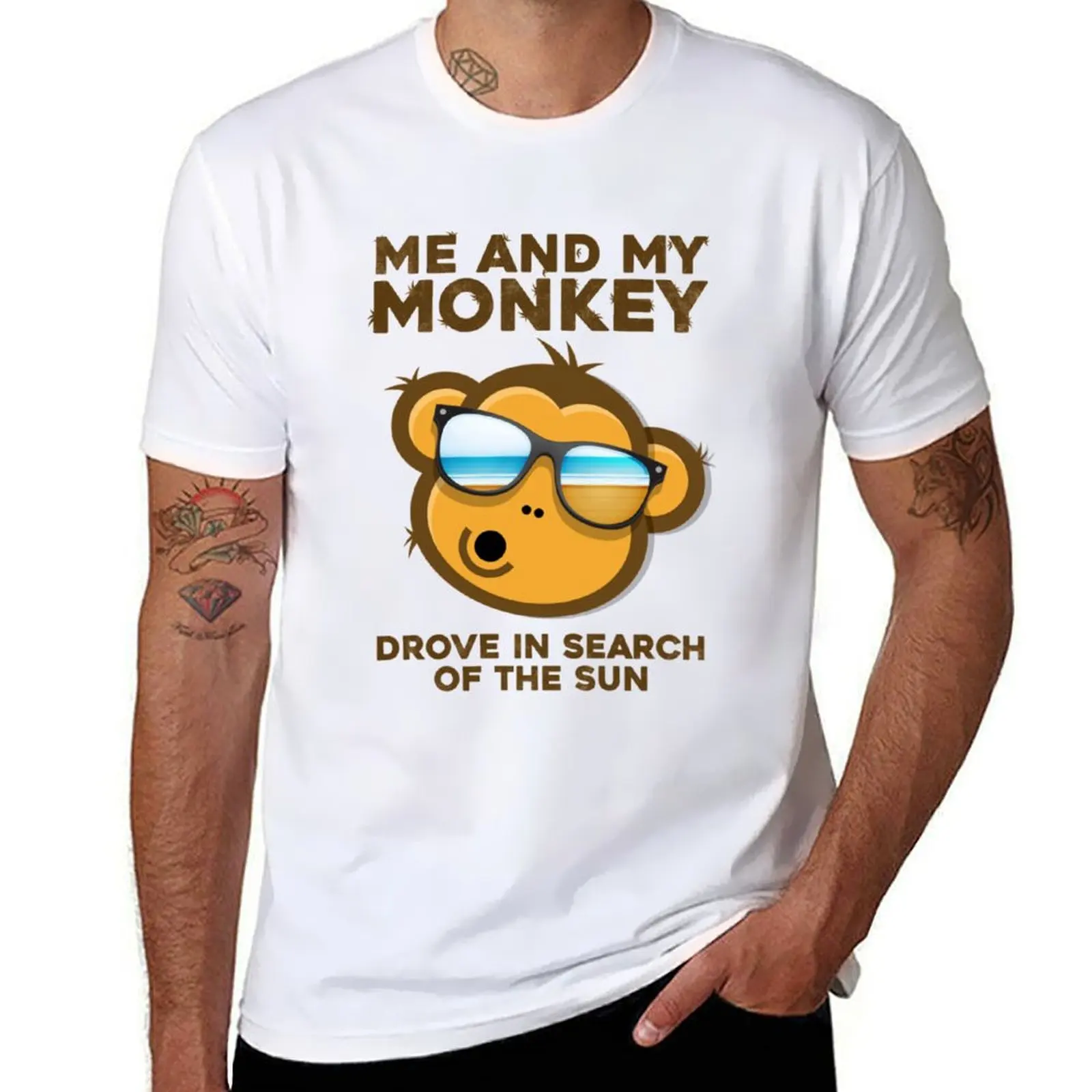 

onkey Sun Humor Me and my Monkey Mind Crazyness T-Shirt t shirt man plain t shirts designer T-shirt