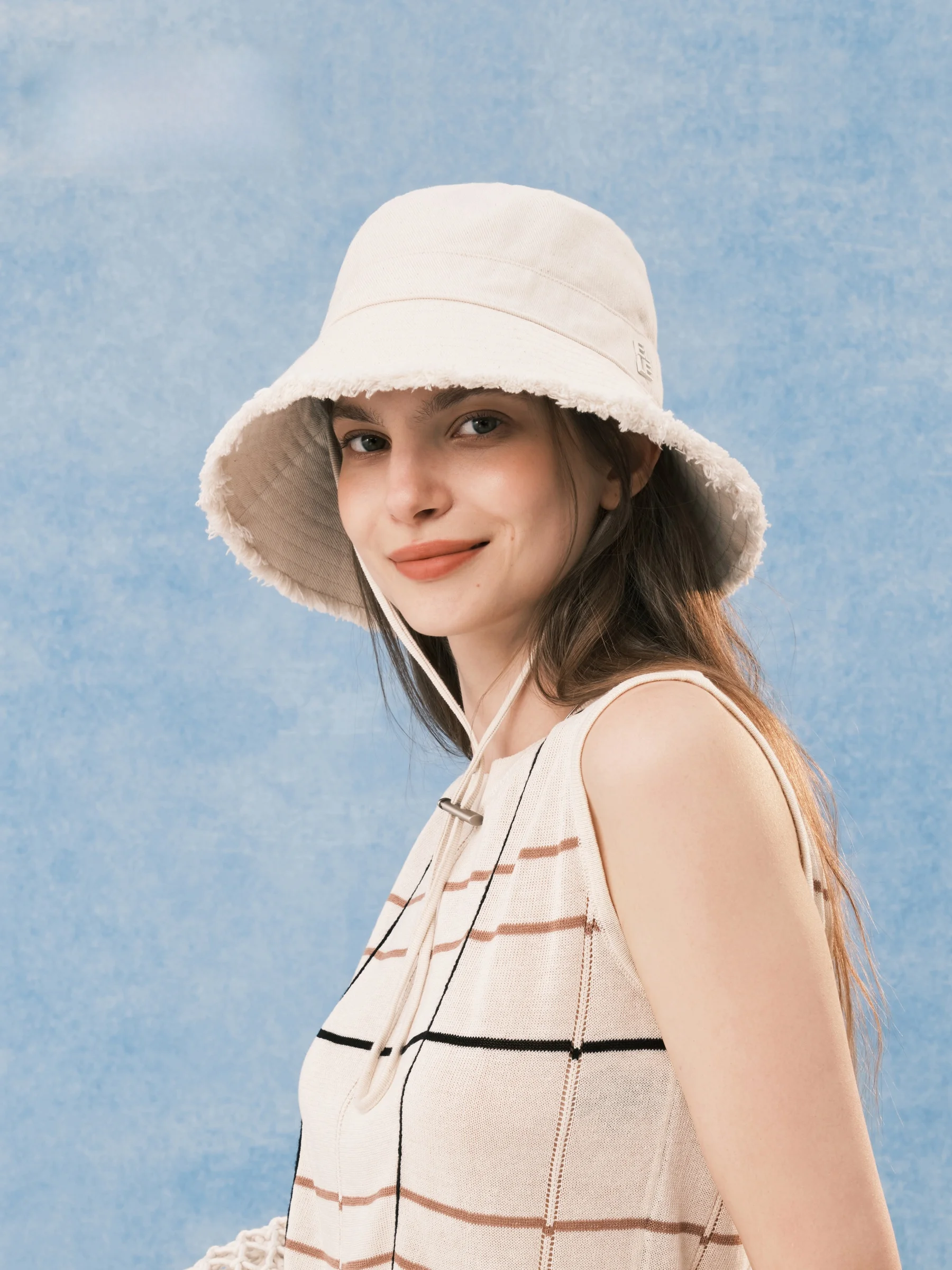 elle-canvas-fisherman-hat-women's-summer-outdoor-fashion-sunscreen-uv-protection-versatile-cotton-sunshade-cap-wide-brim-hat