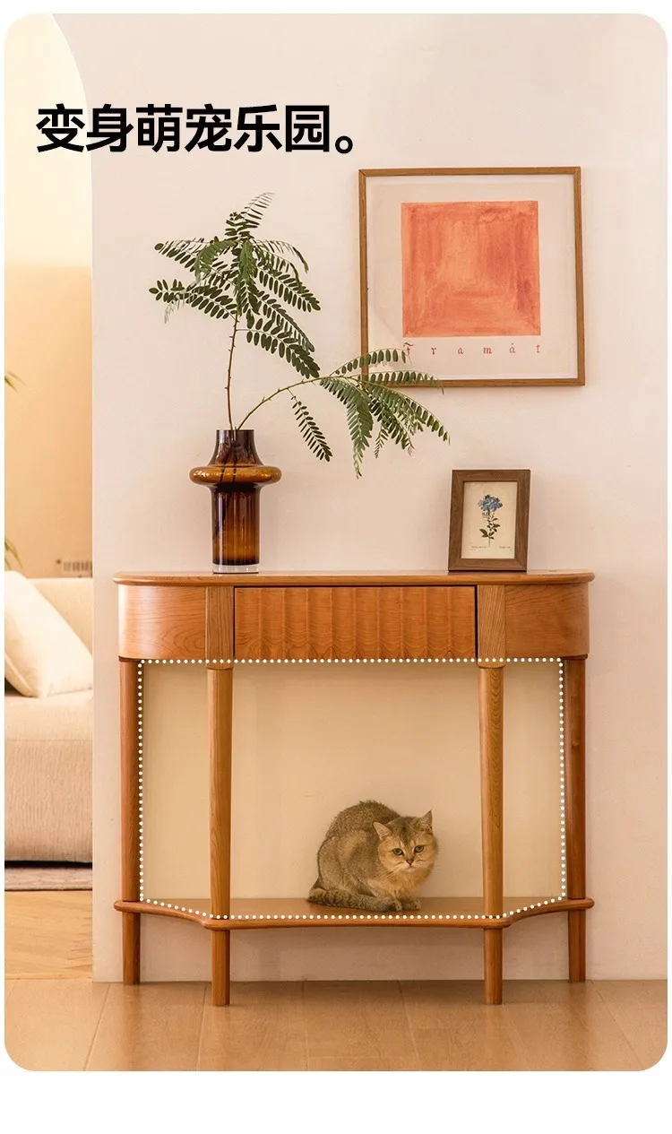 Mesa de almacenamiento con gabinete de madera maciza de cerezo Xuanguantai