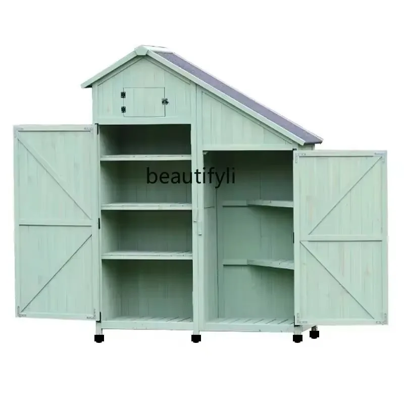 Outdoor Cabinet Storage Solid Wood Locker Pastoral Waterproof Balcony Glove Box Courtyard Tool Room  h