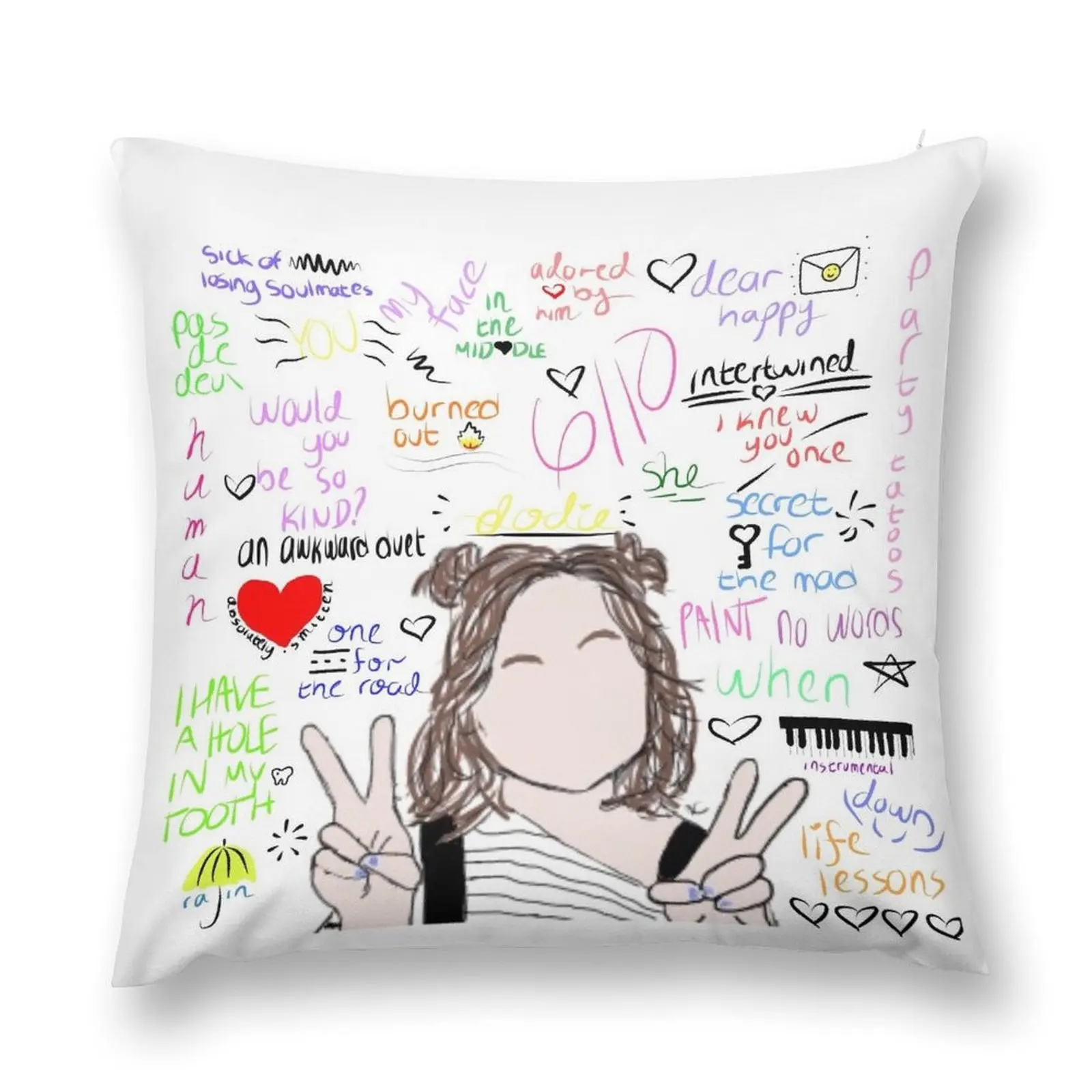 Dodie Clark Song Collage Throw Pillow Decorative Cushions Decorative Cushion anime girl pillow