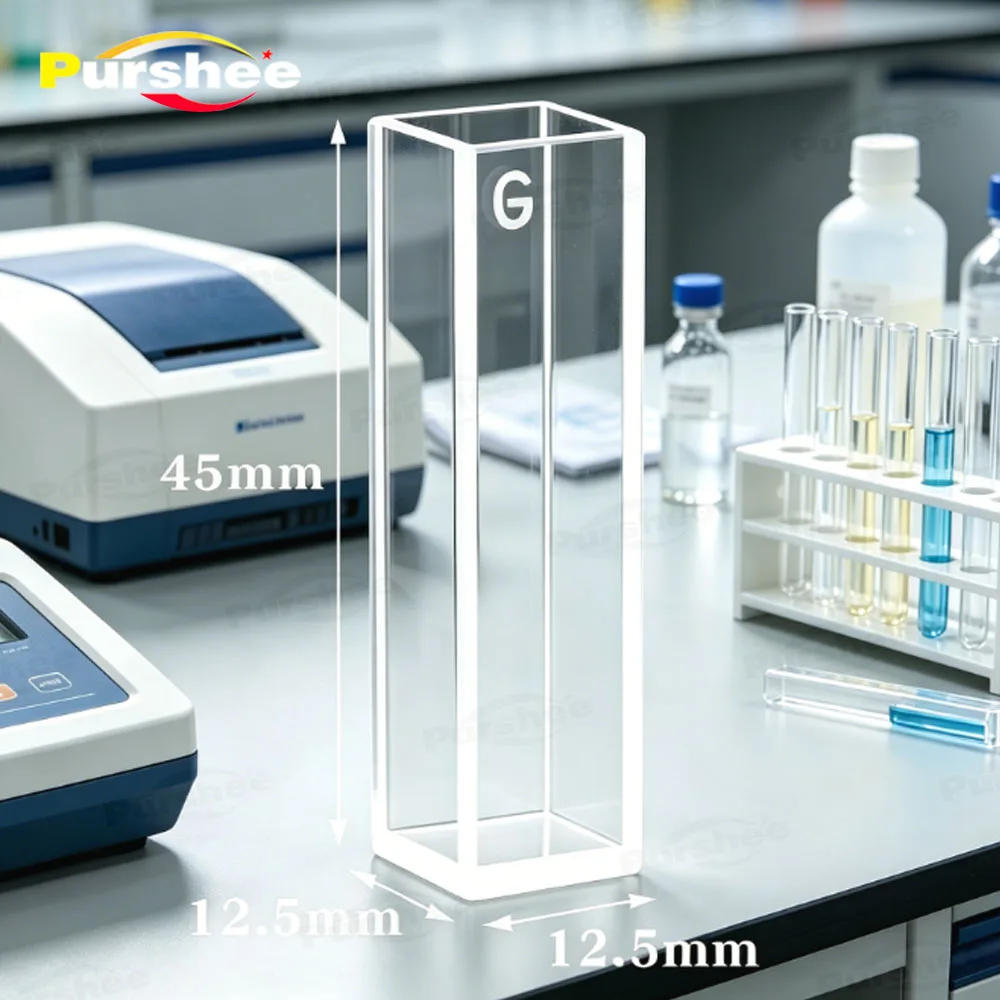 German Imported Glass Cuvette 1-100mm Optical Path 2-Side 4-Side Transparent Laboratory Spectrophotometer Quartz Cell