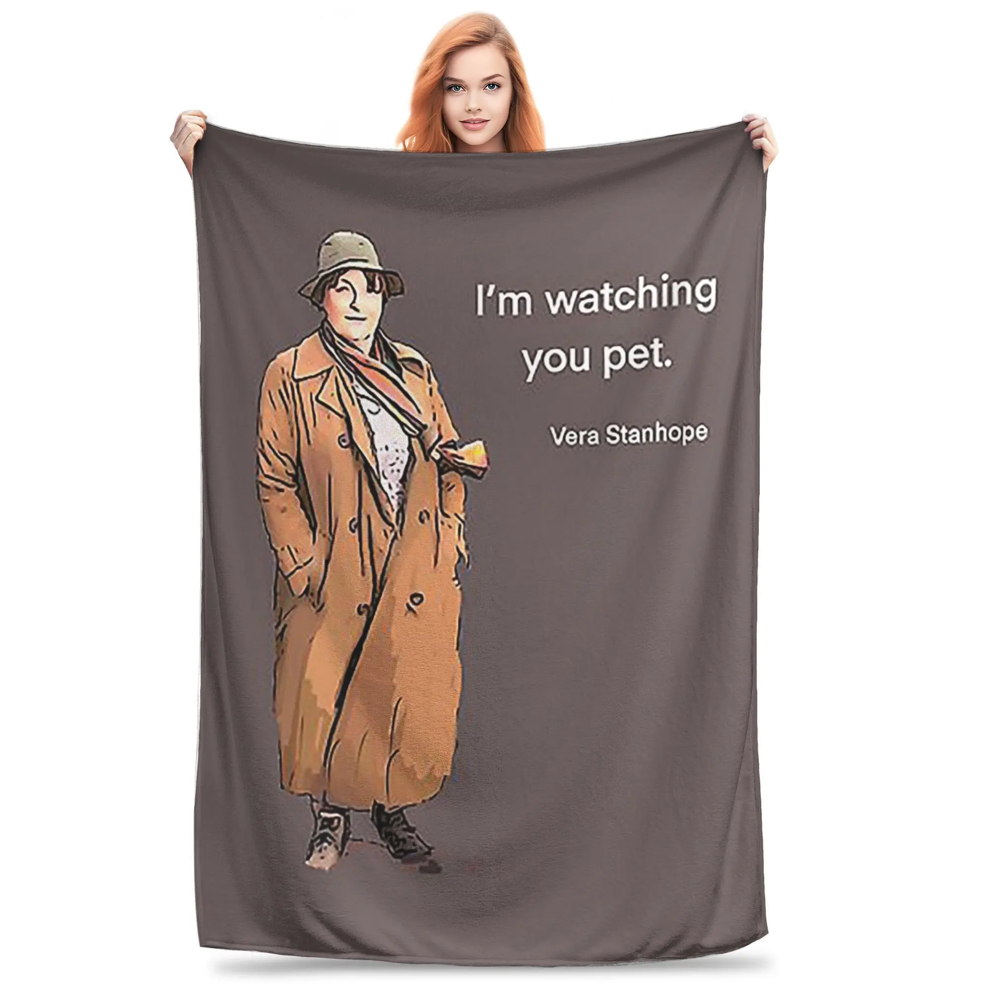 DCI Vera Stanhope I'm watching you pet. Blanket Soft Warm Flannel Throw Blanket Bedspread for Bed Living room Picnic Travel Home
