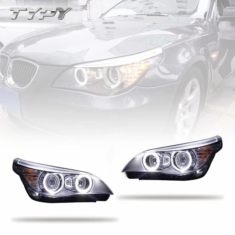 

Car Headlamp Headlights Modified HID Xenon Head Lamp LED Angel Eyes DRL For BMW 5 Series E60 2003-2010