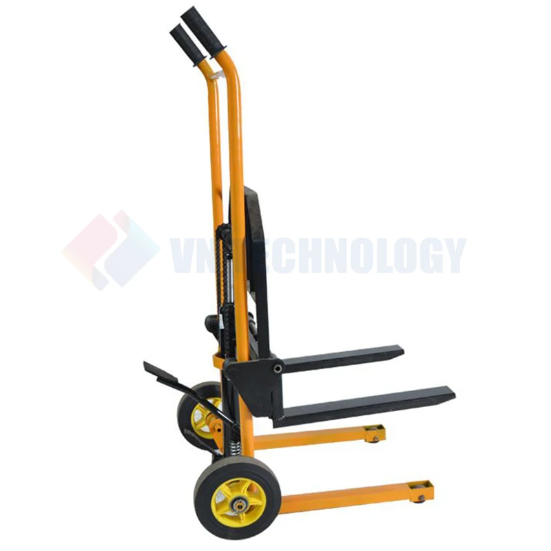 Manual Hand Pallet Stacker Small Forklift Mini Home Loading and Unloading Truck with Straddle Legs 200KG Load, 61\