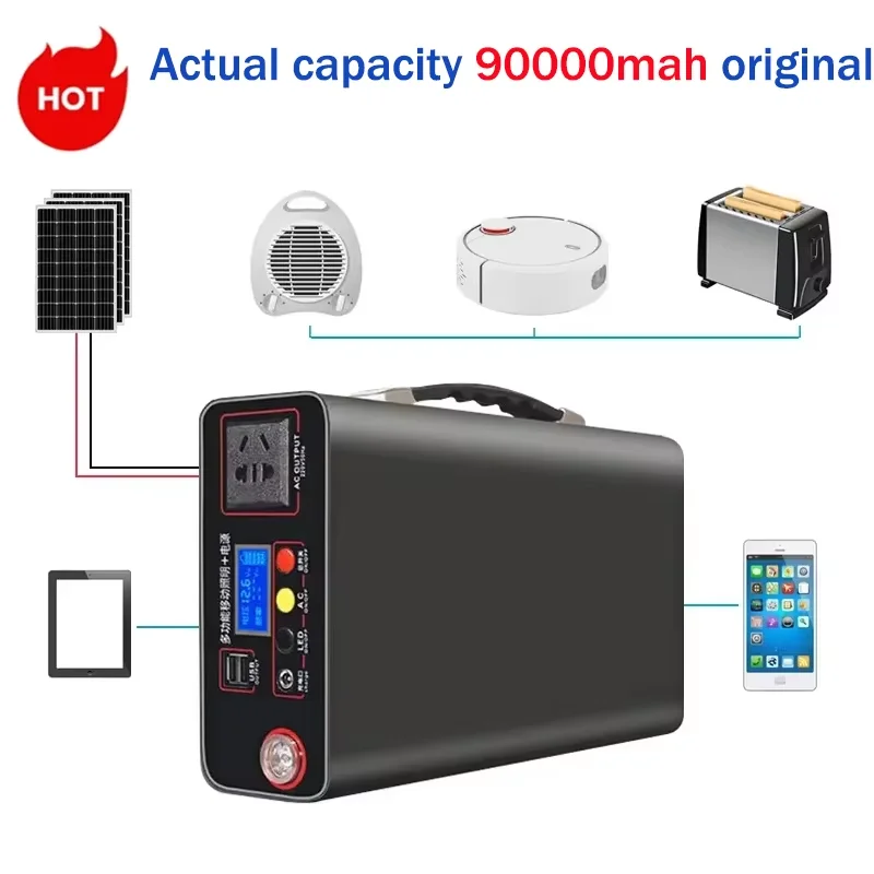 New 220V 90000mAh Portable Charging Station 300W Outdoor Power Bank Home Camping Lifepo4 Power System Rechargeable Generator