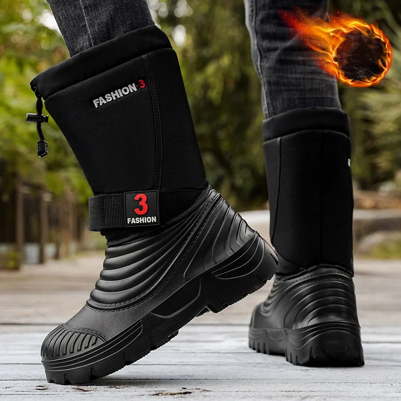 Men's New Snow Boots for Autumn and Winter, Fleece-Lined and Thickened, Cold-Proof, Outdoor Warm, Waterproof, Anti-Skiing, Hiking view 5