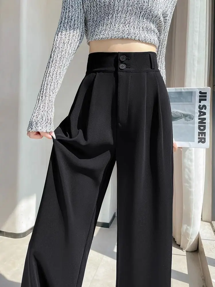 Wine Red Suit Wide Leg Pants Women\'s Autumn And Winter New High Waisted Loose Hanging Casual Straight Leg Floor Pants