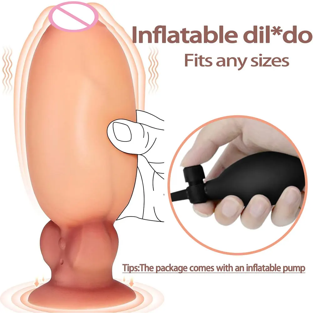 Inflatable Dildo Realistic Vibrating Dildo with Adjustable Thickness Anal Sex Toys G-spot Stimulator Prostate Massager Sex Toy