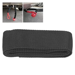 Polyester Winch Rope Protective Sleeve Black Universal for 5cm/1.97in Width Cable Line Winch Rope Protector Winch Strap Sleeve