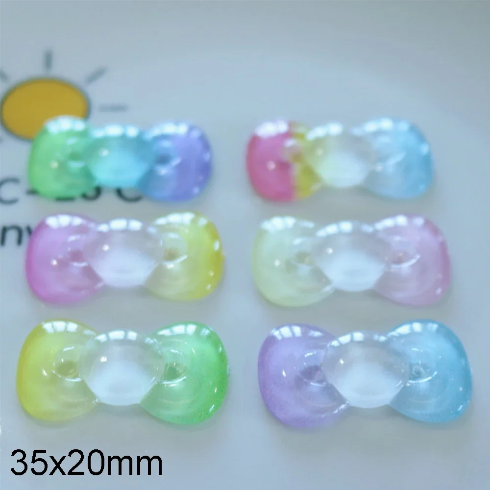 10PCS Clear 35x20mm Bow Tie Series Resin Flatback Cabochons For Hairpin Scrapbooking DIY Jewelry Craft Decoration Accessories