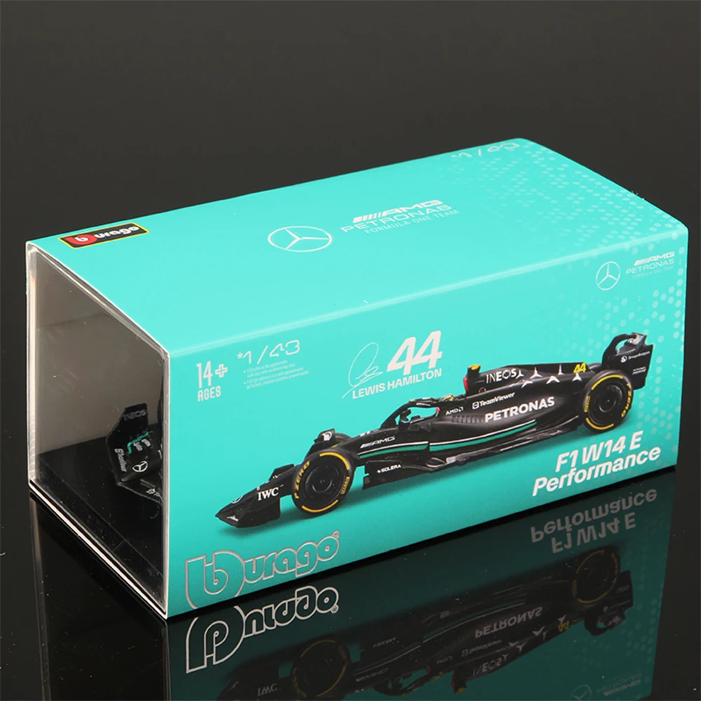 Bburago 1:43 W14 F1 Equation 메르세데스-AMG 페트로나스 44 해밀턴 63 러셀 합금 모델 자동차 소장용 장난감 생일 선물