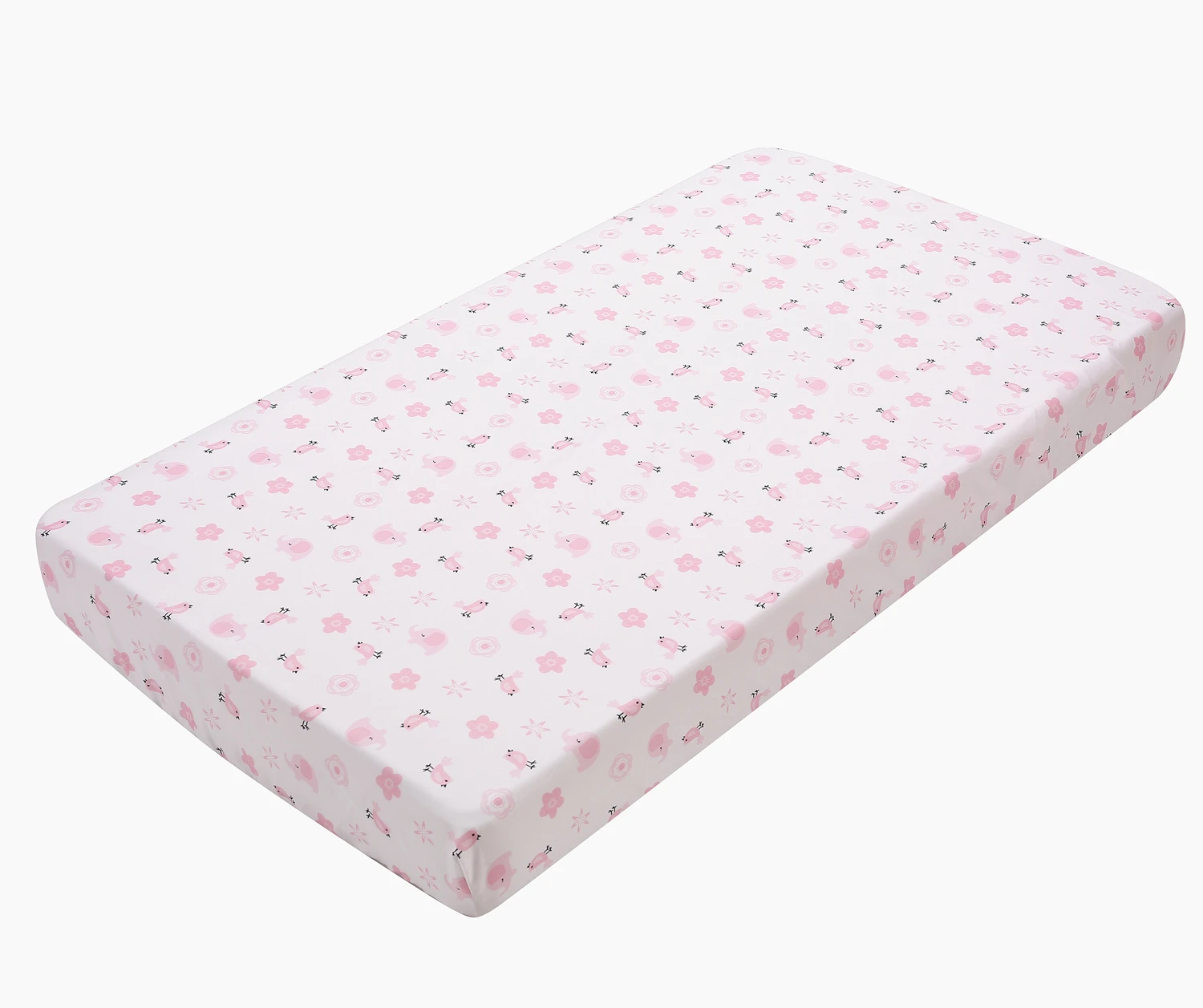 Rosa Elefant 3-teiliges Kinder bett Bettwäsche-Set für Jungen enthält Krippe Rock Tröster Krippe Blatt Unisex Kinderzimmer Standard Krippe Größe