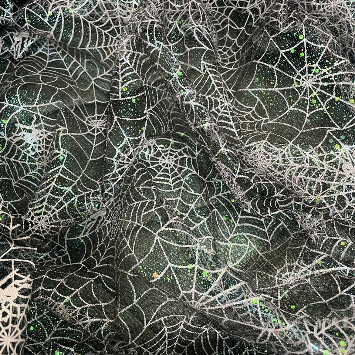 

Transparent mesh hot stamping spider web Halloween fabric sewing children's clothing DIY atmosphere scene decoration