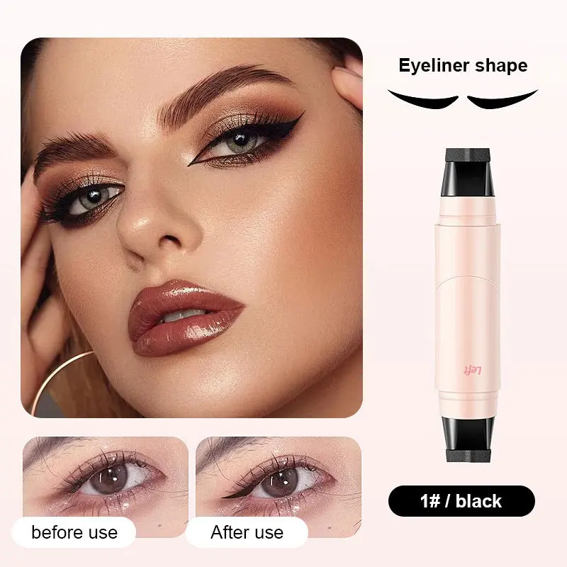 Rotierender Eyeliner-Stempelstift, Doppelkopf-Design mit Flügelstempel, schnell trocknend, langlebig, wischfest, für einfache, geflügelte Katzenaugenlinien