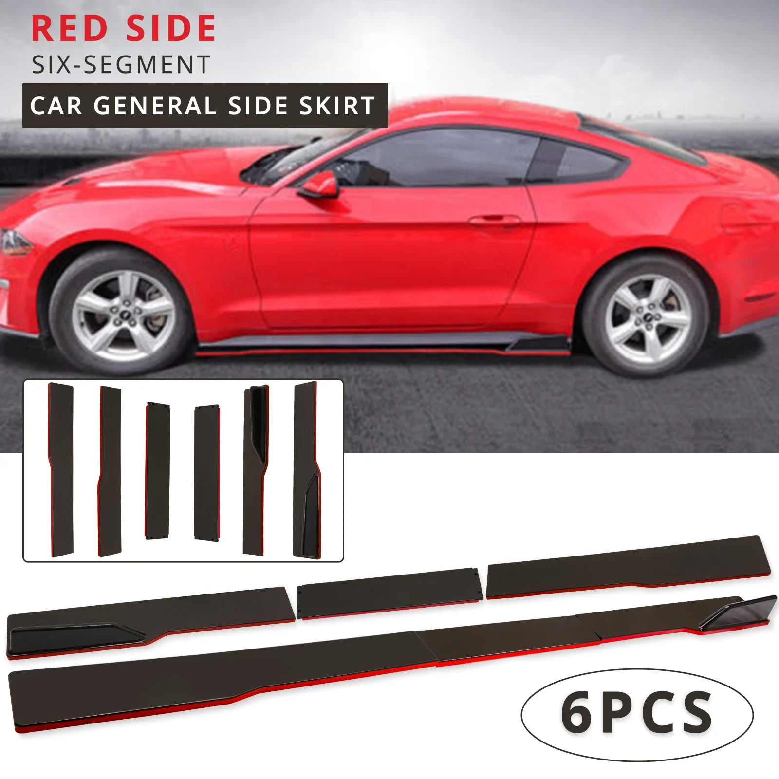 1 Pair 6 PCS Universal 2M/2.2M Side Skirts Extension Rocker Panels Lip Splitters BMW ABS Car Accessories Car Styling