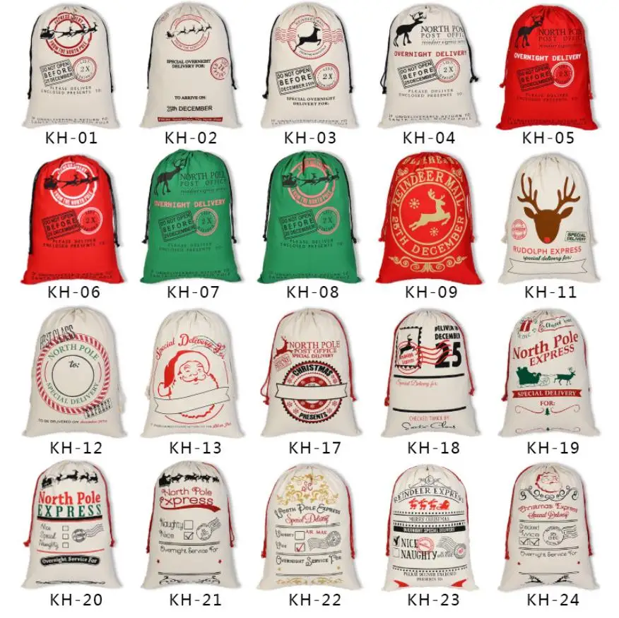 100PCS Burlap Santa Sack Christmas Stocking Jute Gift Bag Canvas Drawstring Bags Pouch XMAS