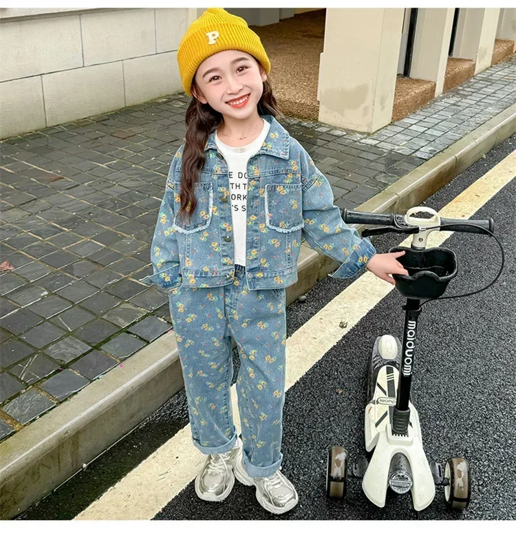 Baby Girl Clothes Suit Girls Spring and Autumn Denim Set 2024 Children Western Style Denim Two-piece Treasure Autumn Dresses