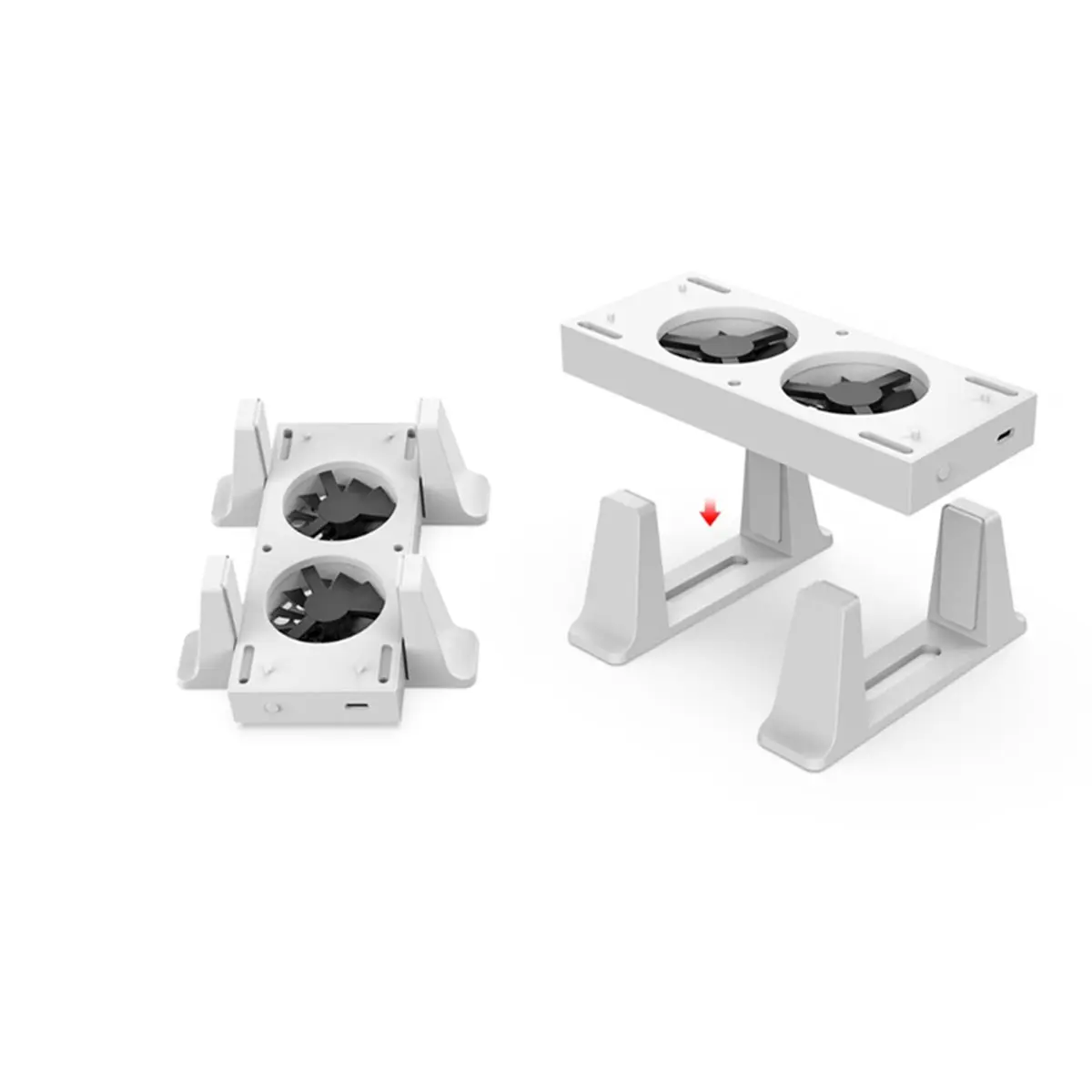 Digital Essentials For Console Dual Cooler Vertical Fan System 2 USB Hub Charging Cooling Stand
