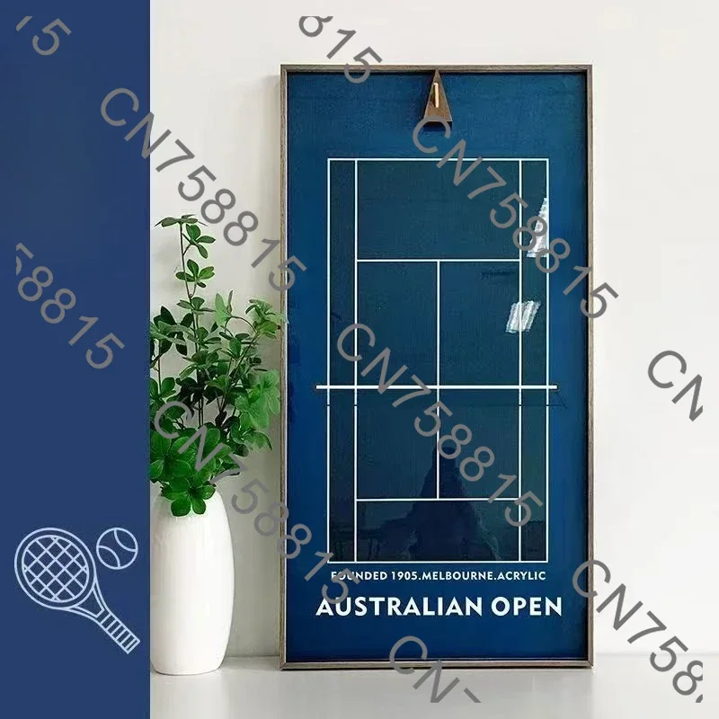 Durable racket display stand, sturdy sports accessories, waterproof tennis master picture frame, moisture-proof decorative pictu
