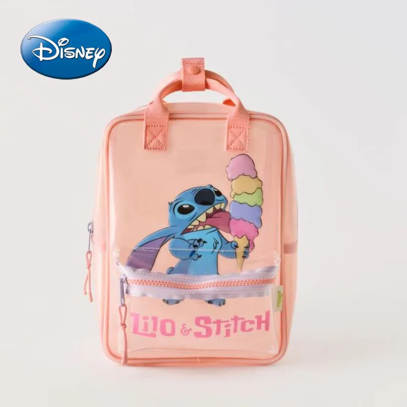 Disney new cartoon Stitch fashionable and cute children\'s schoolbag casual and versatile transparent mini kindergarten backpack