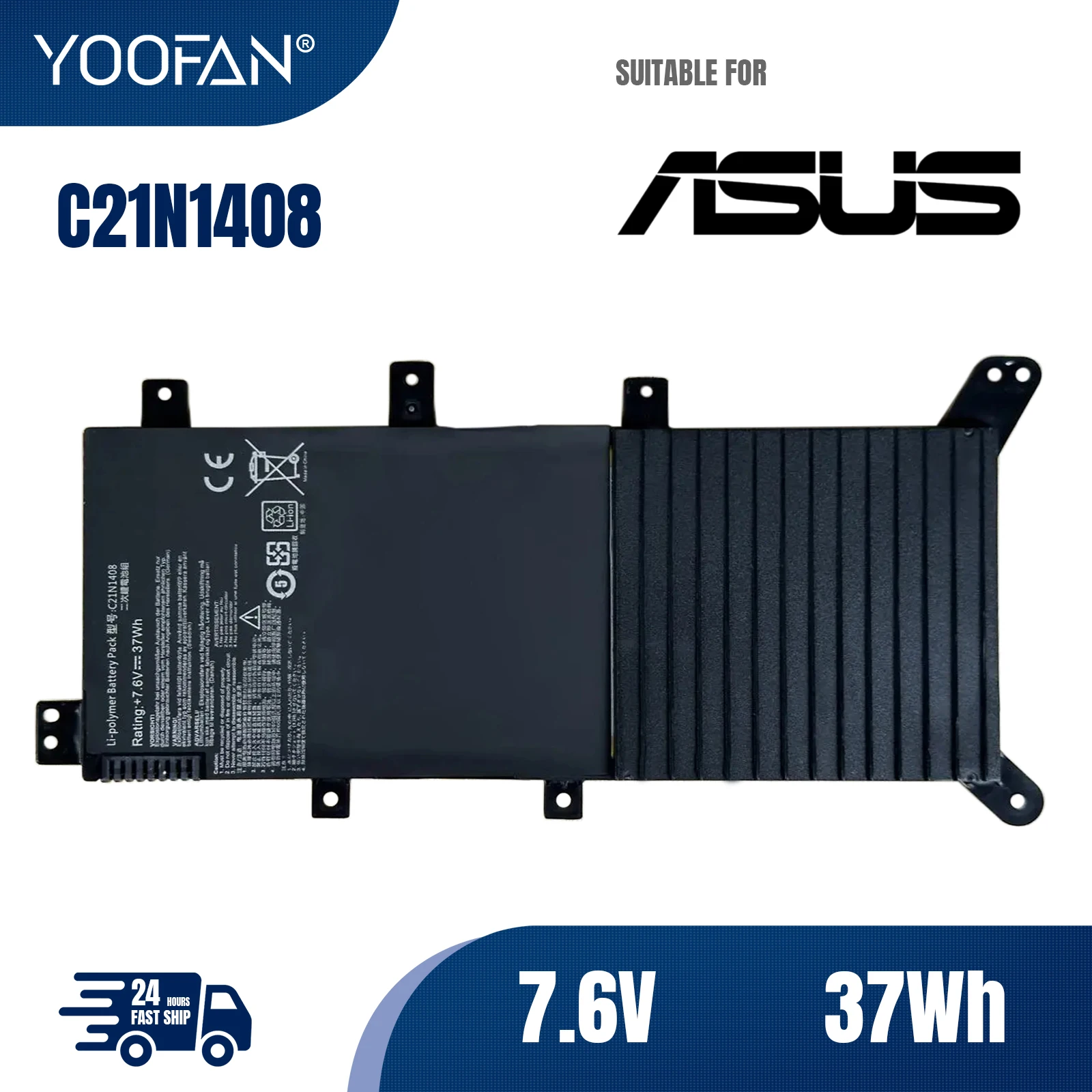 

YOOFAN New C21N1408 Laptop Battery For ASUS VivoBook 4000 MX555 V555L V555LB V555U Series 7.6V 37WH