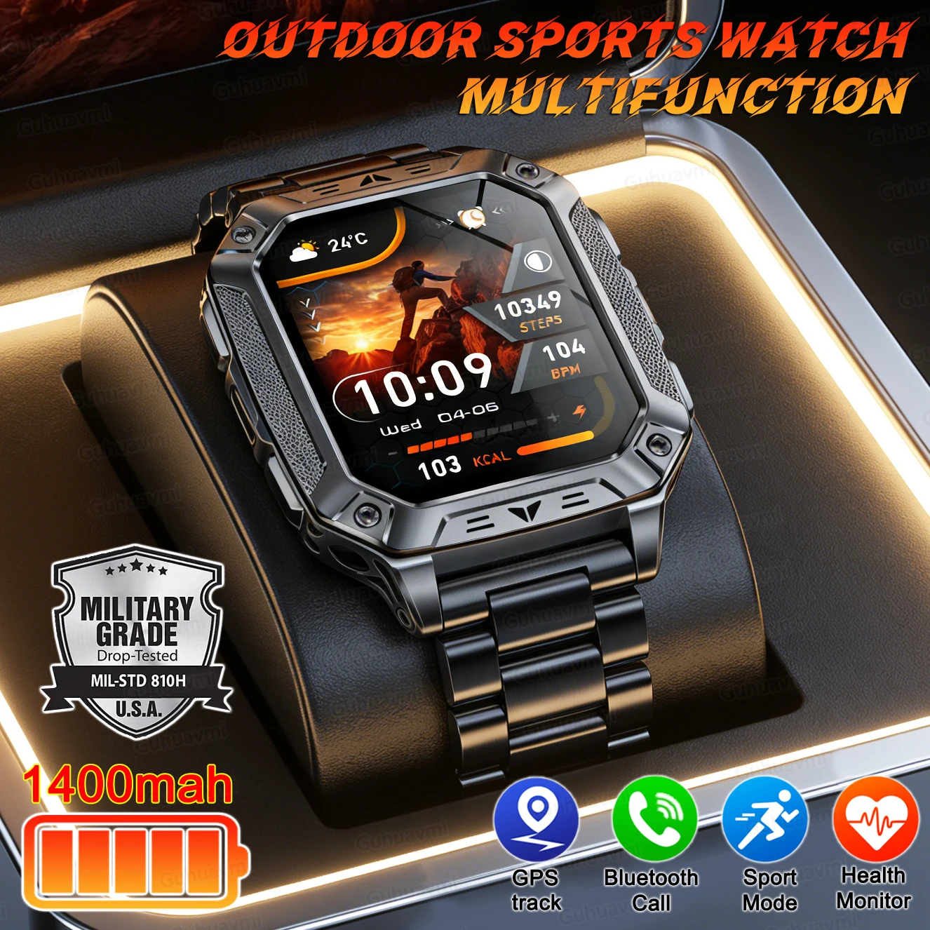 Smartwatch 2026 di Nuova Moda di Fascia Alta con Batteria a Lunga Durata da 1400mAh, Orologio Intelligente per Sport, Corsa, Escursionismo, GPS, Tracciamento, Chiamate Bluetooth, Impermeabile, per Uso