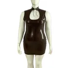 leather glossy bodycon dress